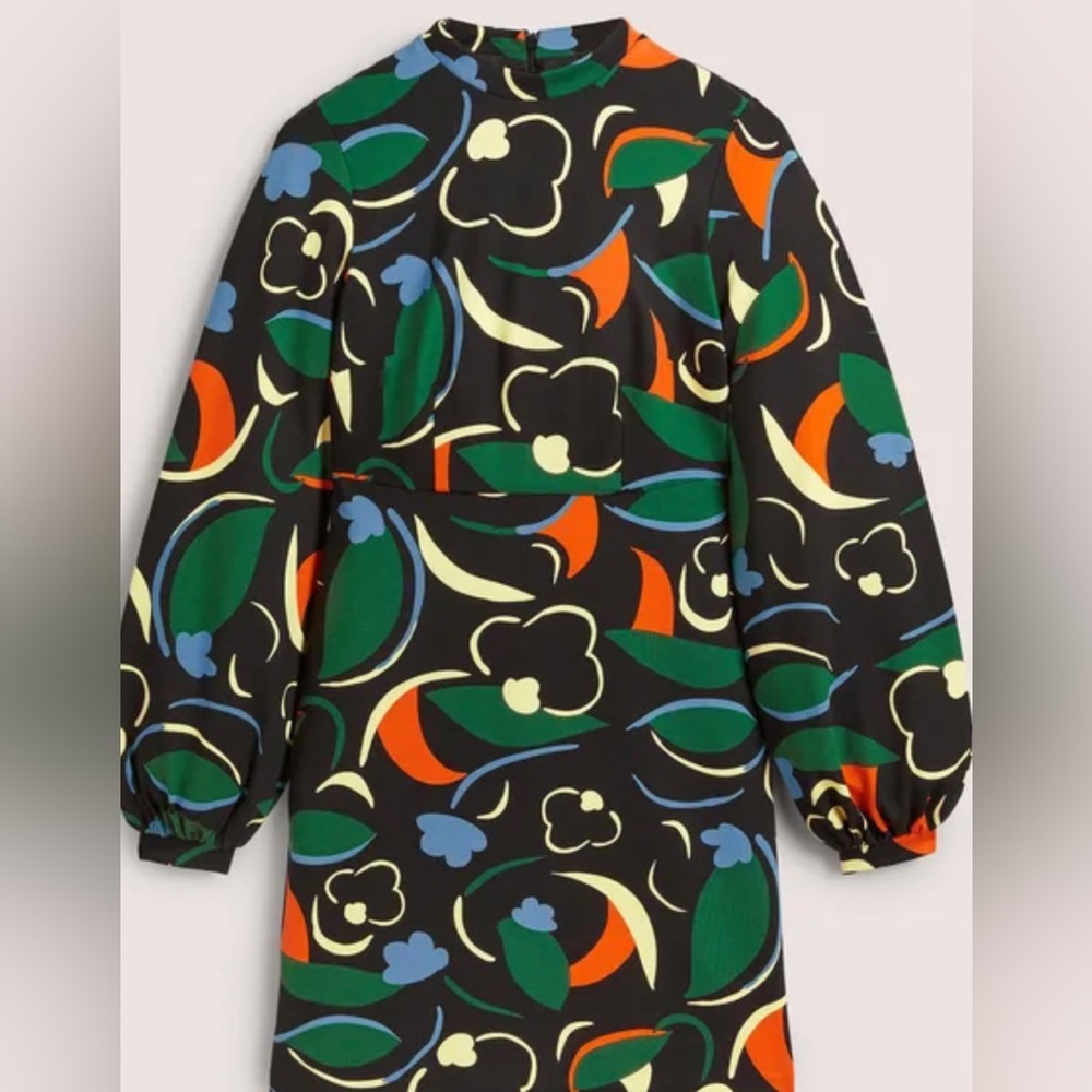 Boden Blouson sleeve jersey dress in abstract print- new without tags